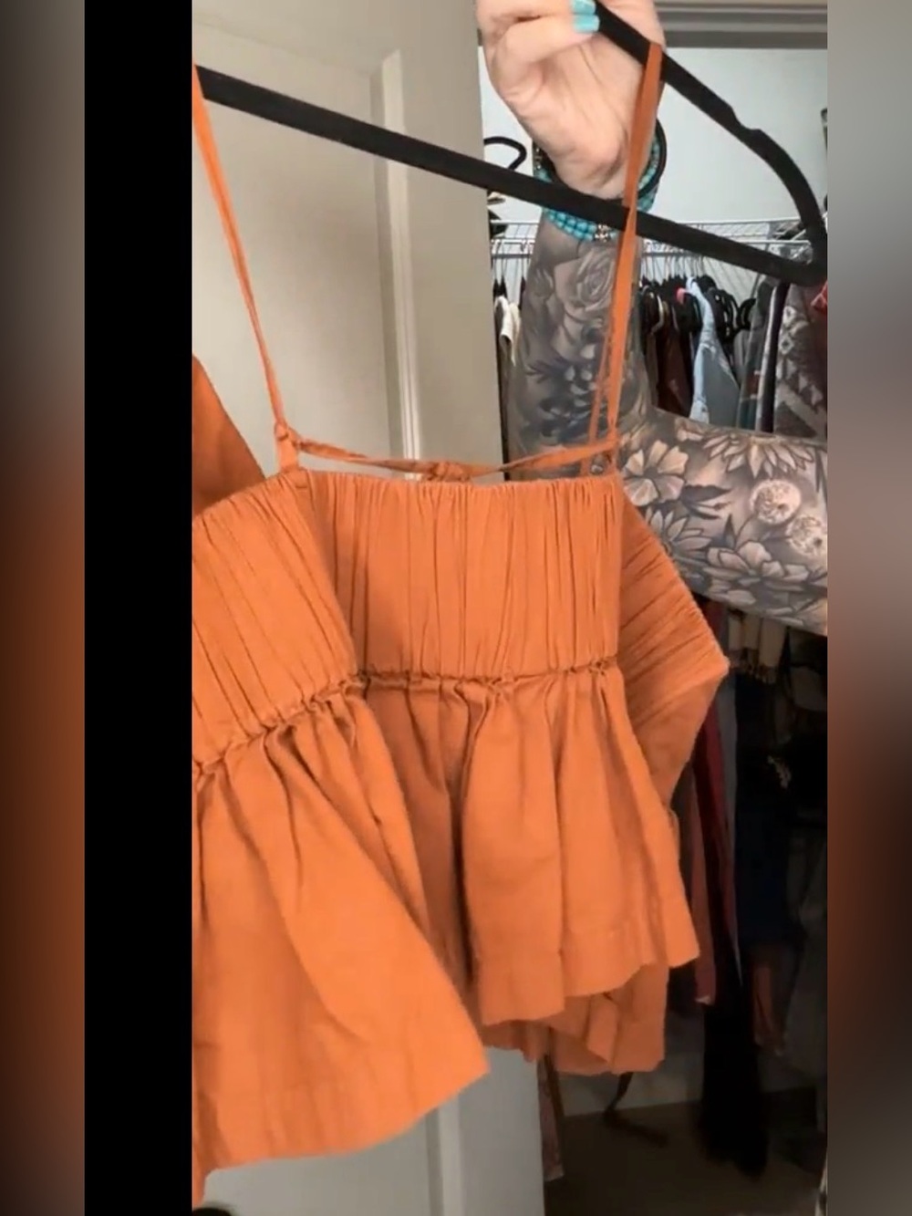 Free People Rust Orange Spaghetti Strap Crop Top Size Medium - Picture 3 of 3